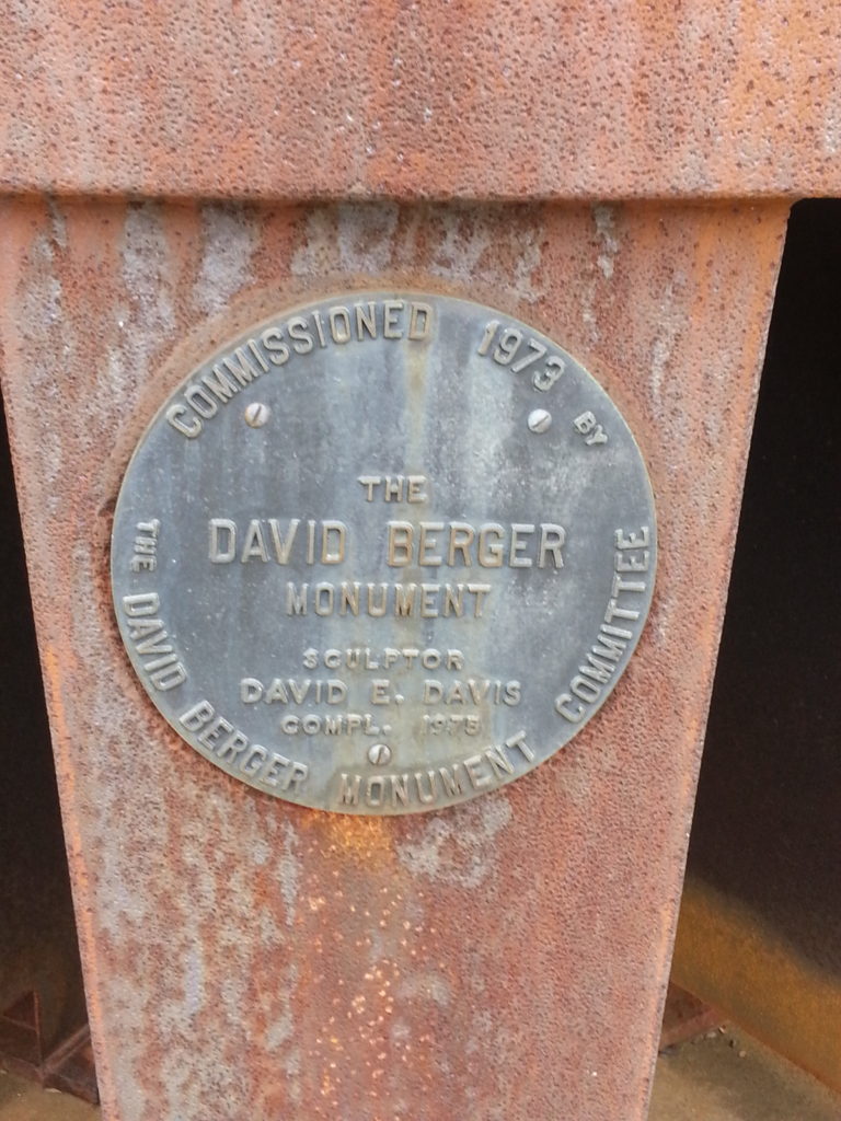 Marker on the David Berger National Memorial statue.