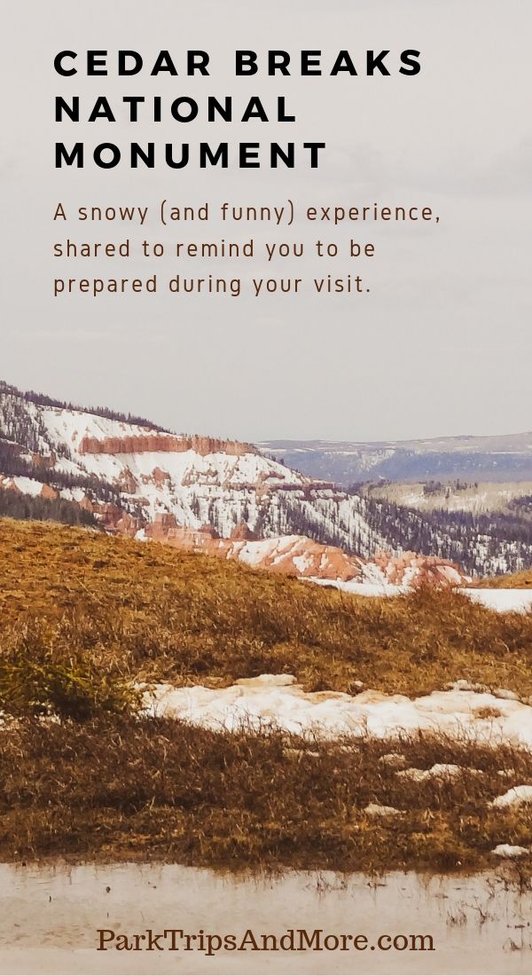 Cedar Breaks National Monument is a beautiful park to see hoodoos. It is less well-known than its companion, Bryce Canyon, but boasts beautiful views. Be prepared for snowy conditions, however, that may linger well into May. This is a story of getting stuck in this beautiful monument - shared so you can avoid a similar experience. Happy Exploring! #parktripsandmore #cedarbreaks #findyourpark #utah #roadtrip #nationalparks