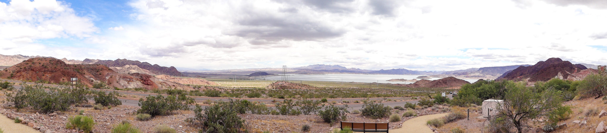 A panoramic view of Lake Mead from the Alan Bible Visitor Center patio.