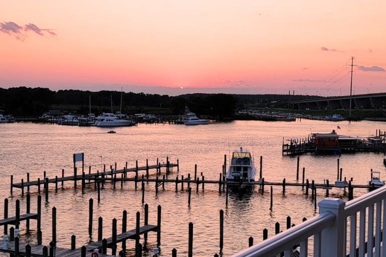 Sunset at Chesapeake Bay at Kent Island in the Eastern Shore in Maryland