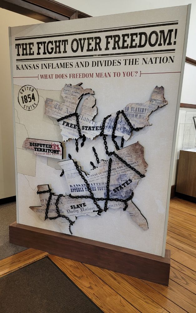 This display features Kansas as a contested area during the Civil War as politics shifted in the state.